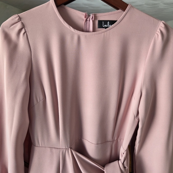 Lulus Rose Pink Long Sleeve Mini Wrap Dress Romantic Feminine Spring Size Small - Picture 14 of 16